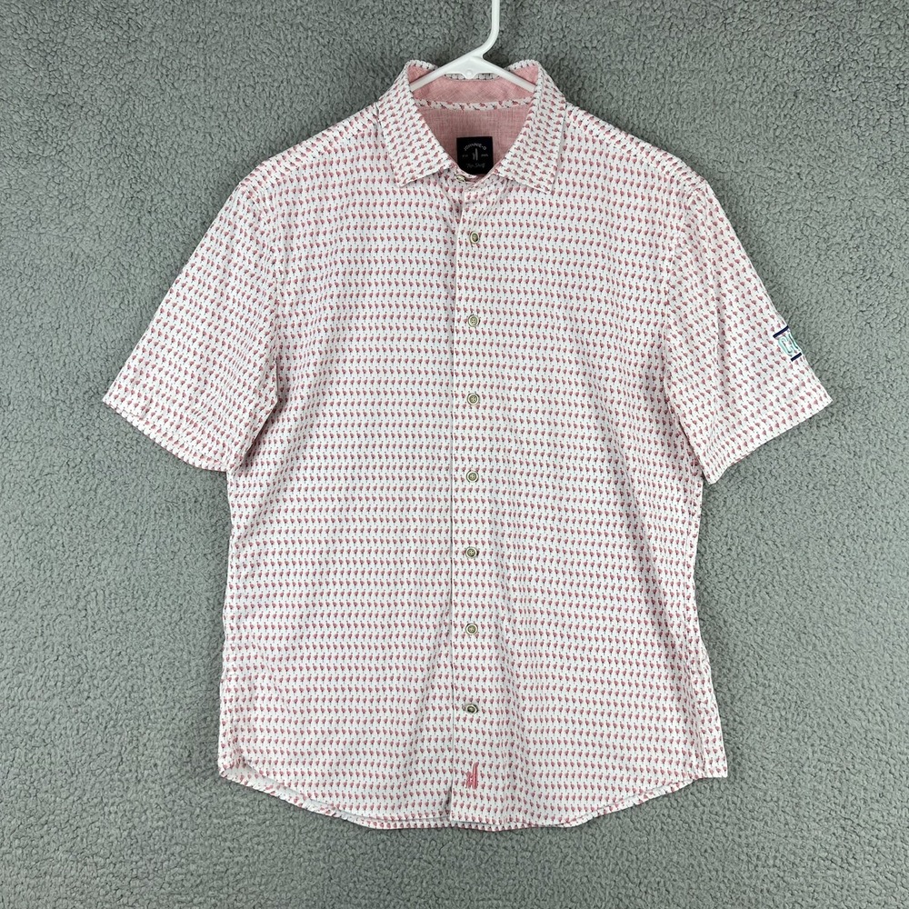 Johnnie O Top Shelf Shirt‎ Mens Small Flamingo Allover Print Performance Blend